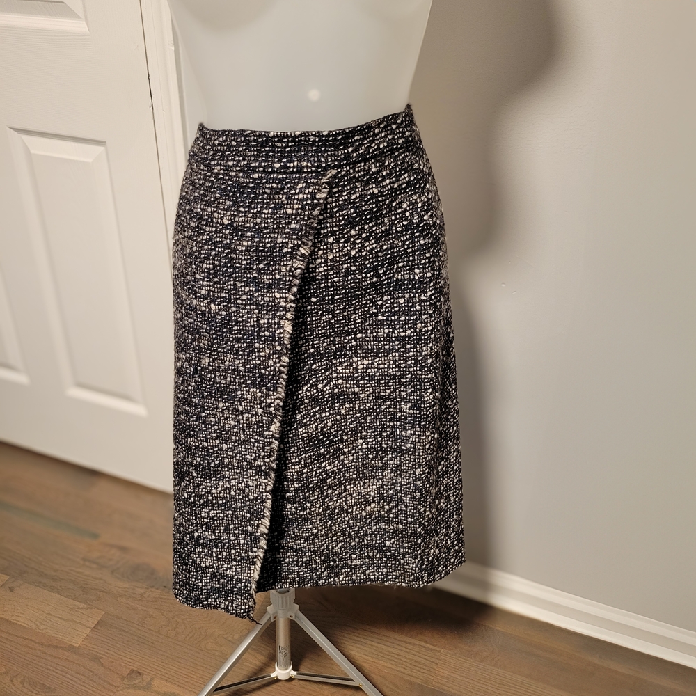J.Crew Elegant Black Blue and White Tweed Skirt